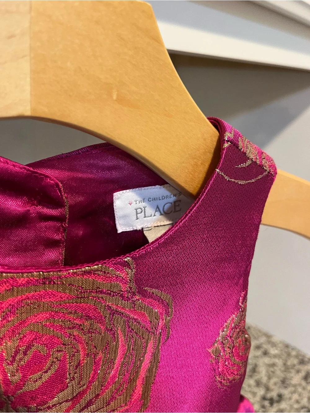 The Children's Place Girls 12-18M Purple/Gold Floral Sleeveless Lined Dress